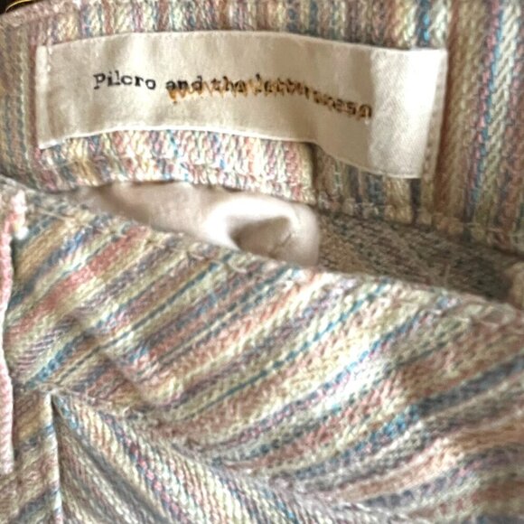 Anthropologie Pilcro and the Letterpress Button Front A-Line Stripe Skirt 6 Boho - Picture 3 of 7